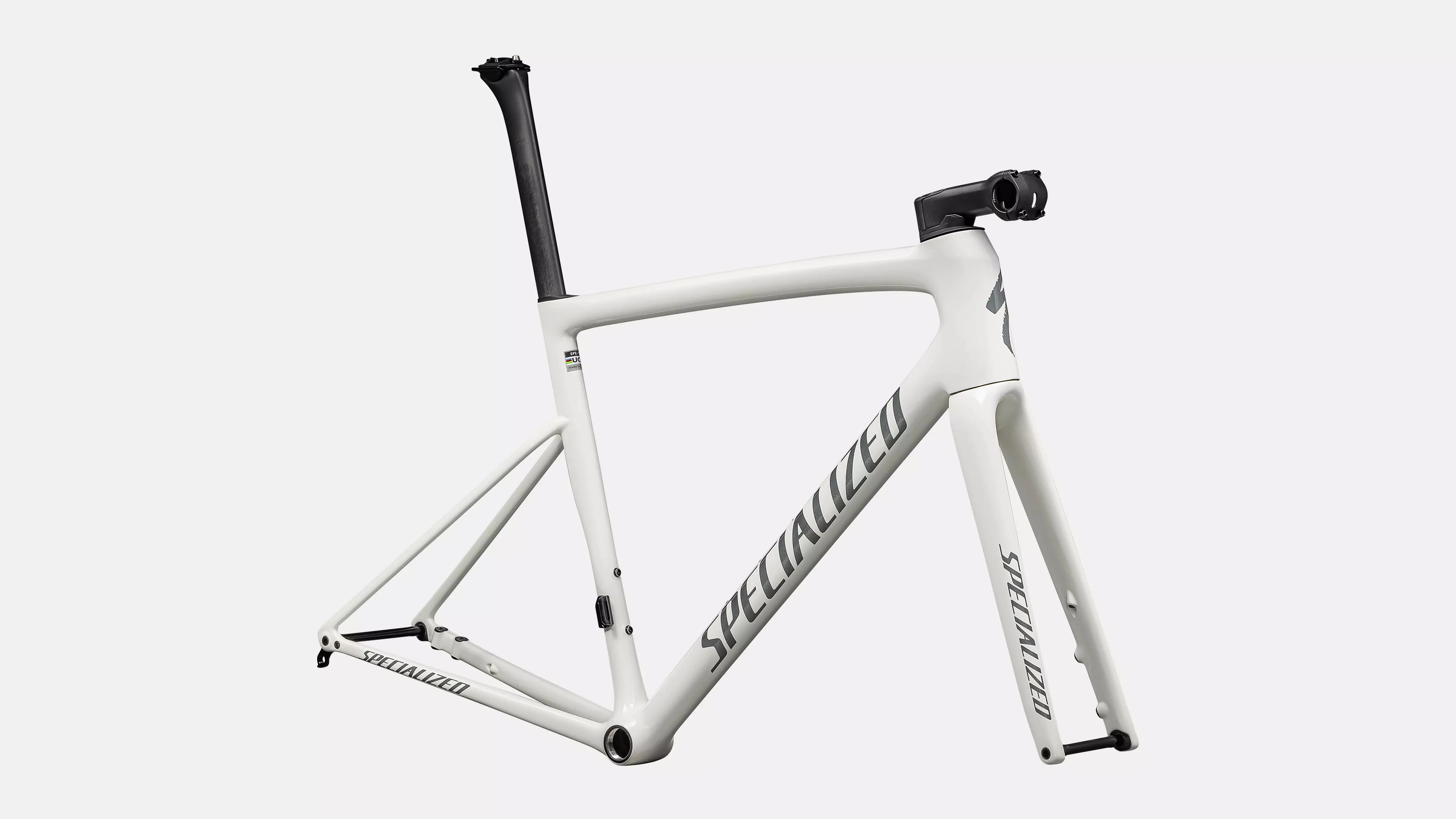 2025 Specialized Tarmac SL8 Frameset - 56cm, Gloss Dune White / Black Pearl Over Ashen