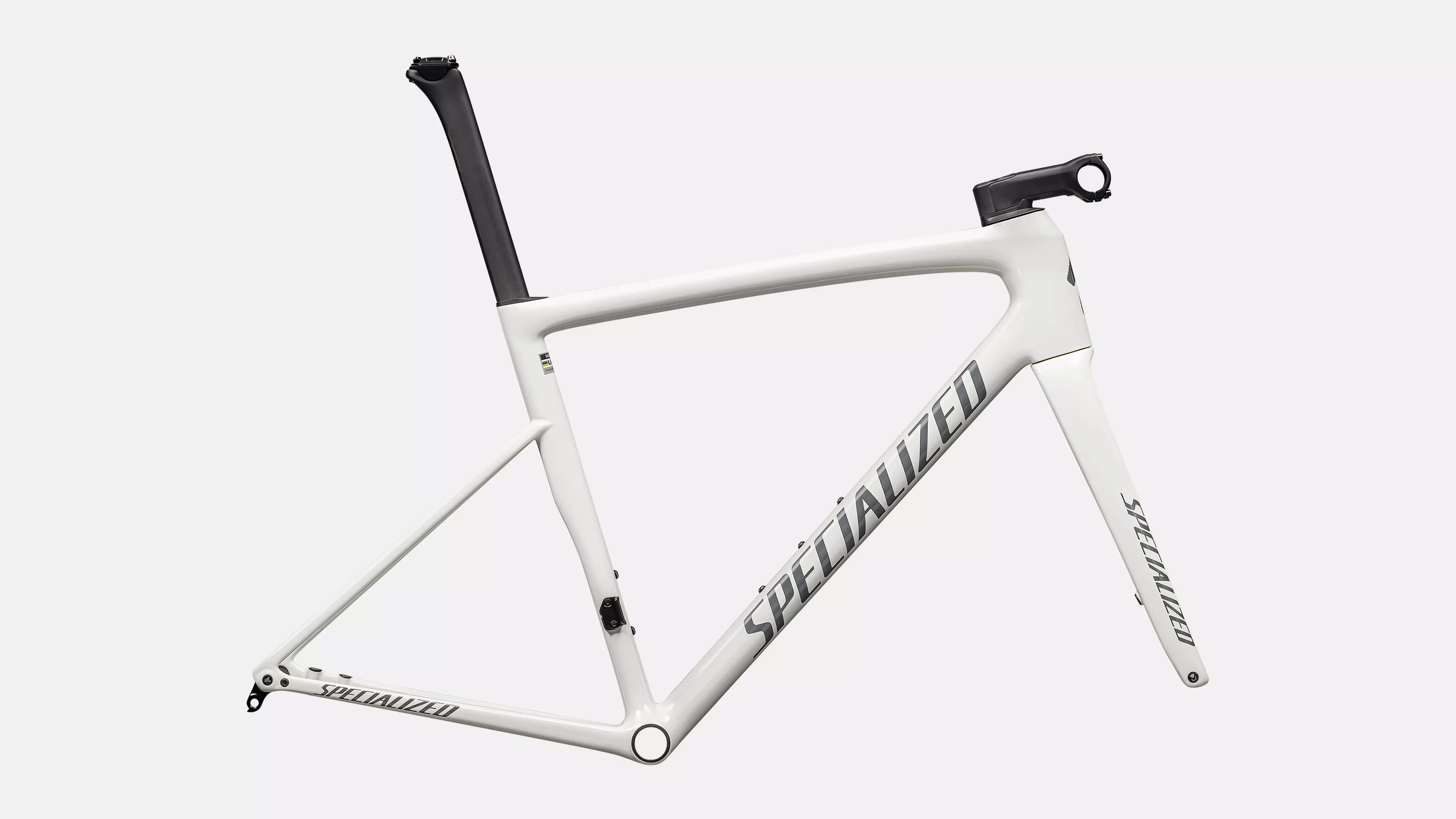 2025 Specialized Tarmac SL8 Frameset - 56cm, Gloss Dune White / Black Pearl Over Ashen