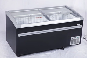68” Wide Supermarket sliding Glass Top Display Island Freezer (Model: IHF-1909PB) for Frozen Meat, Frozen Pizza, Icecream and Ice Bag