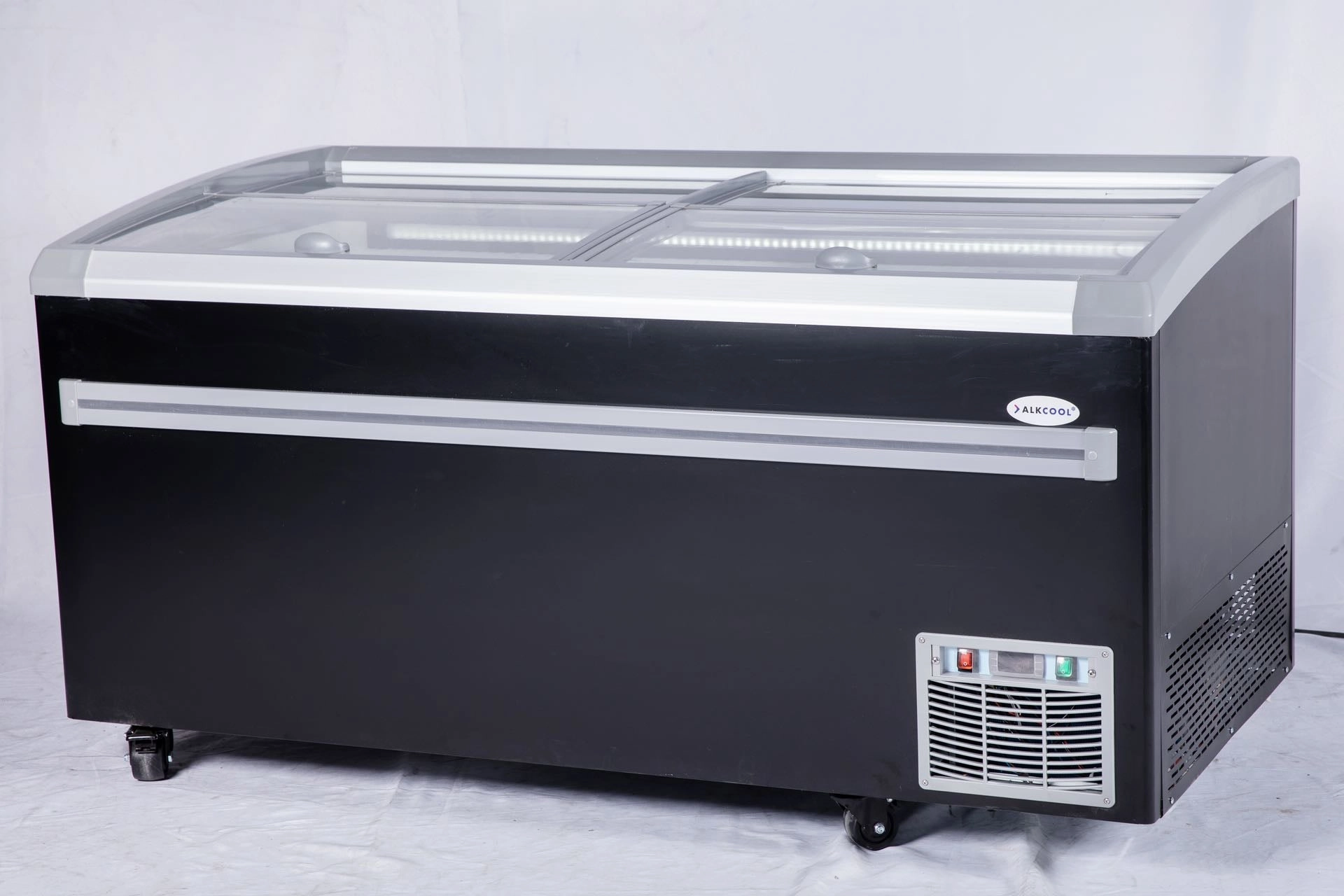 68” Wide Supermarket sliding Glass Top Display Island Freezer (Model: IHF-1909PB) for Frozen Meat, Frozen Pizza, Icecream and Ice Bag