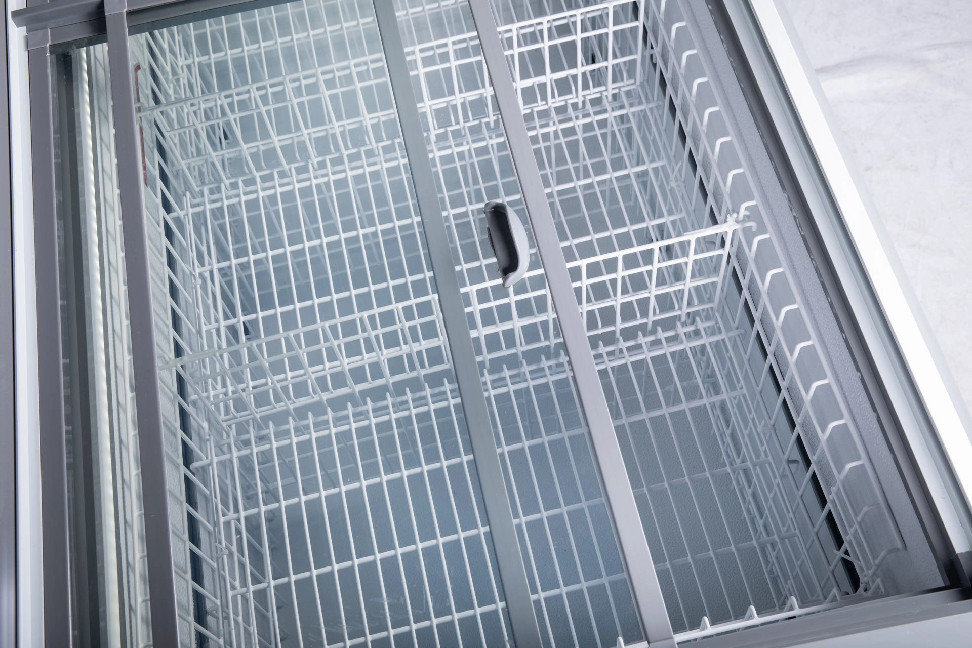 68” Wide Supermarket sliding Glass Top Display Island Freezer (Model: IHF-1909PB) for Frozen Meat, Frozen Pizza, Icecream and Ice Bag