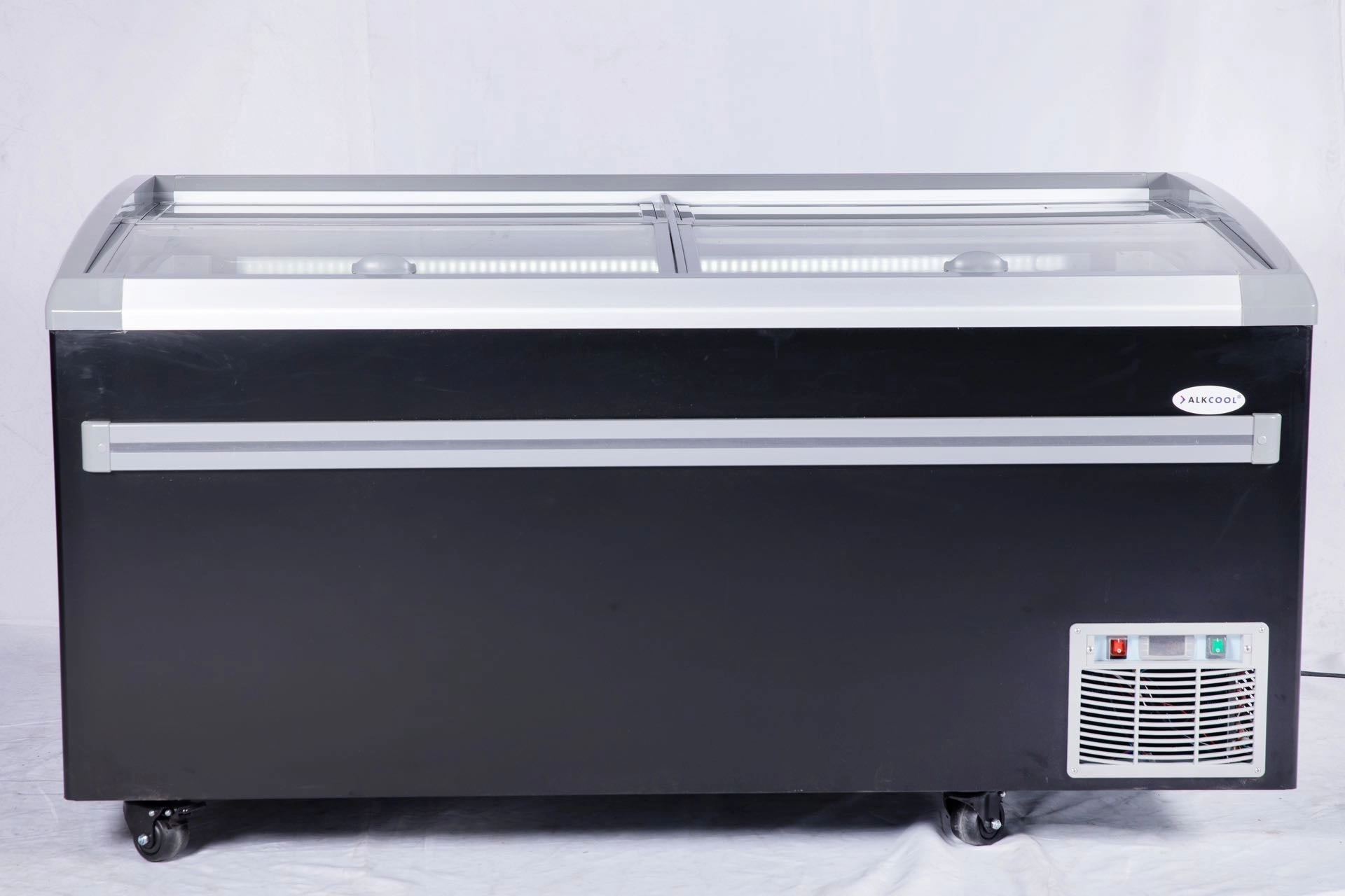 68” Wide Supermarket sliding Glass Top Display Island Freezer (Model: IHF-1909PB) for Frozen Meat, Frozen Pizza, Icecream and Ice Bag