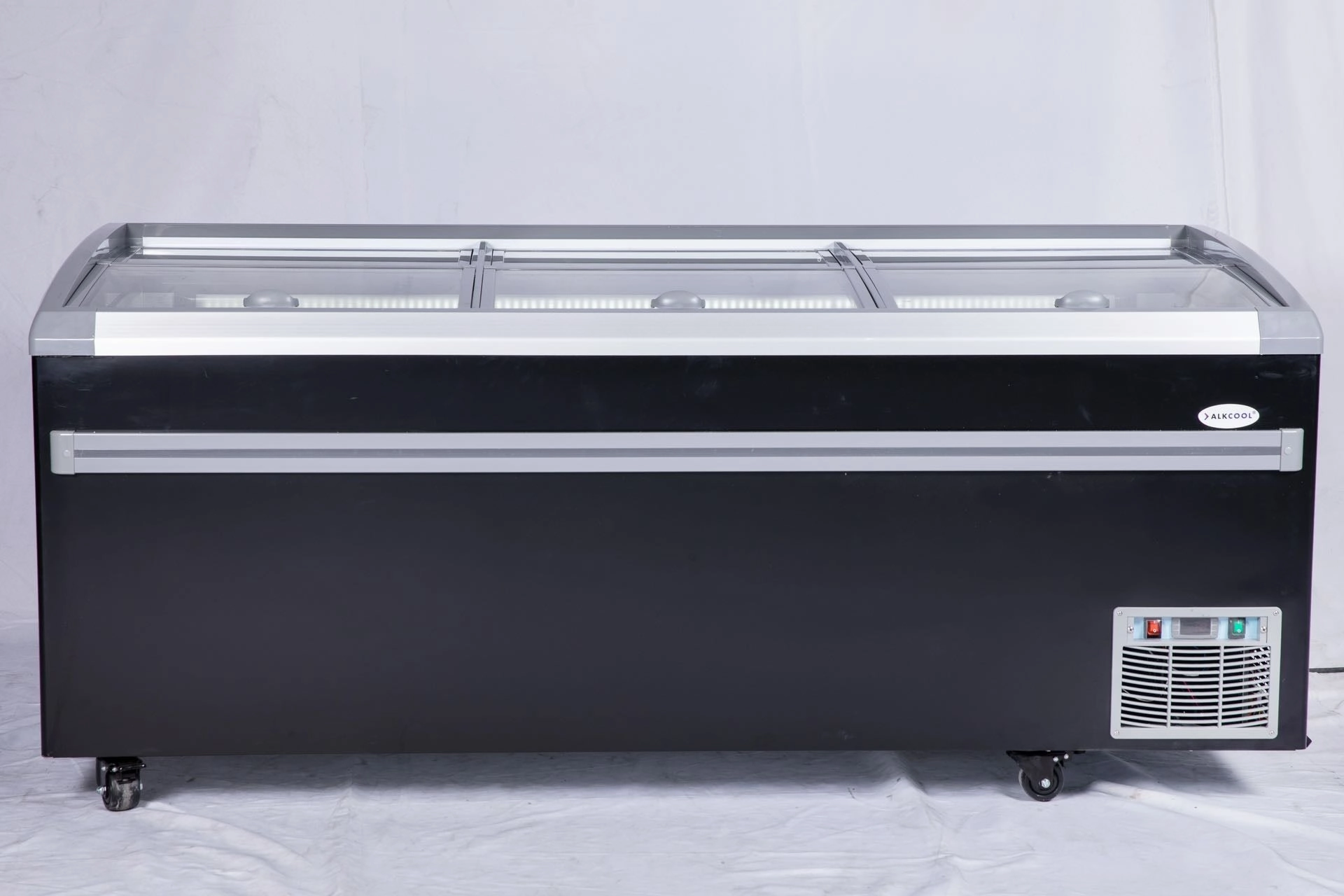 83” wide SUPERMARKET SLIDING GLASS TOP DISPLAY ISLAND FREEZER (Model: IHF-D2209PB )for Frozen Meat, Frozen Pizza, Icecream and Ice Bag