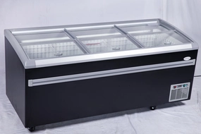 83” wide SUPERMARKET SLIDING GLASS TOP DISPLAY ISLAND FREEZER (Model: IHF-D2209PB )for Frozen Meat, Frozen Pizza, Icecream and Ice Bag
