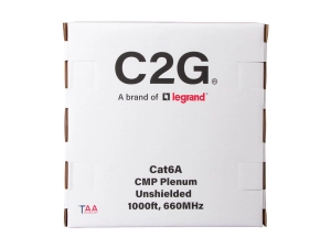 C2G 1000ft (304.8m) TAA-Compliant Cat6a Bulk Unshielded (UTP) Ethernet Network Cable with Solid Conductors-Plenum CMP-Rated - C2G56051