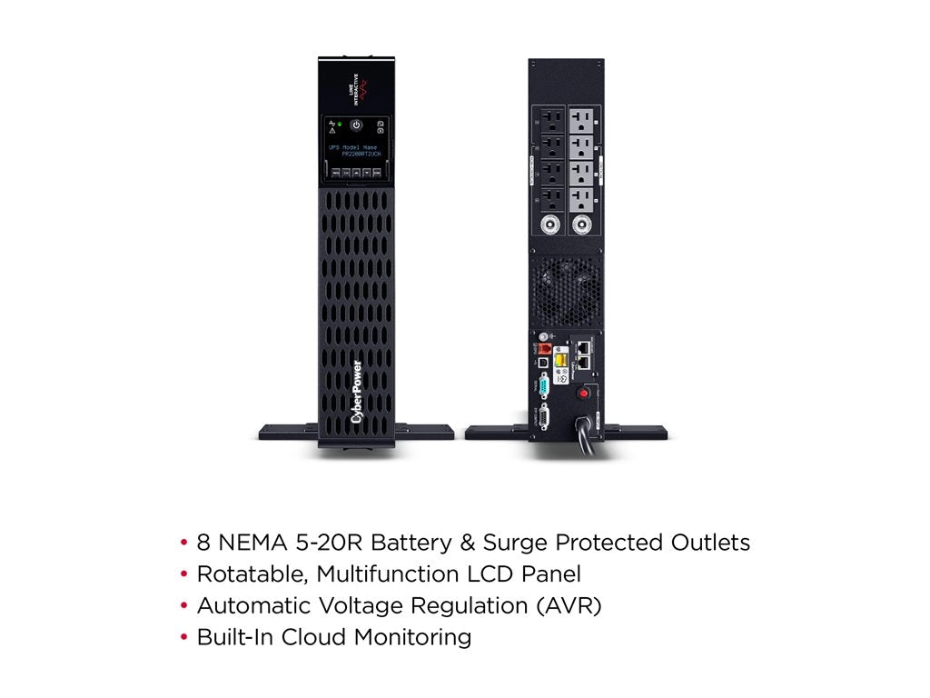 CyberPower Smart App Sinewave PR2200RT2UCN - UPS (rack-mountable / external) - AC 100-120 V - 2200 Watt - 2200 VA - 9 Ah - serial,