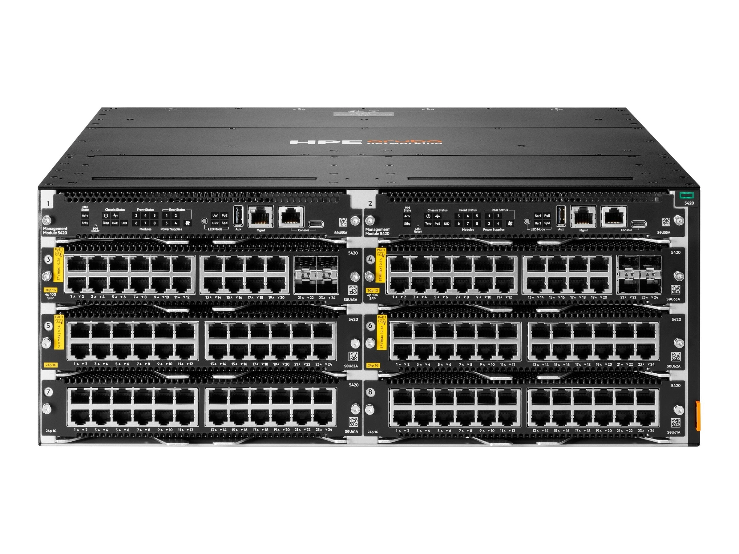 HPE Aruba Networking CX 5420 24p 10M/100M/1G Class4 PoE Module - Switch - L3 - managed - 24 x 10/100/1000 (PoE Class 4) - front S0U62A