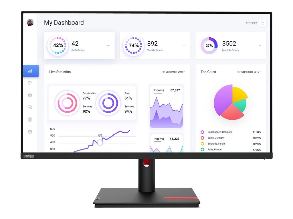 Lenovo ThinkVision T32p-30 - LED monitor - 31.5 - 3840 x 2160 4K - IPS - 350 cd/mï¿½ - 1000:1 - HDR10 - 4 ms - HDMI 63D2ZAR1US