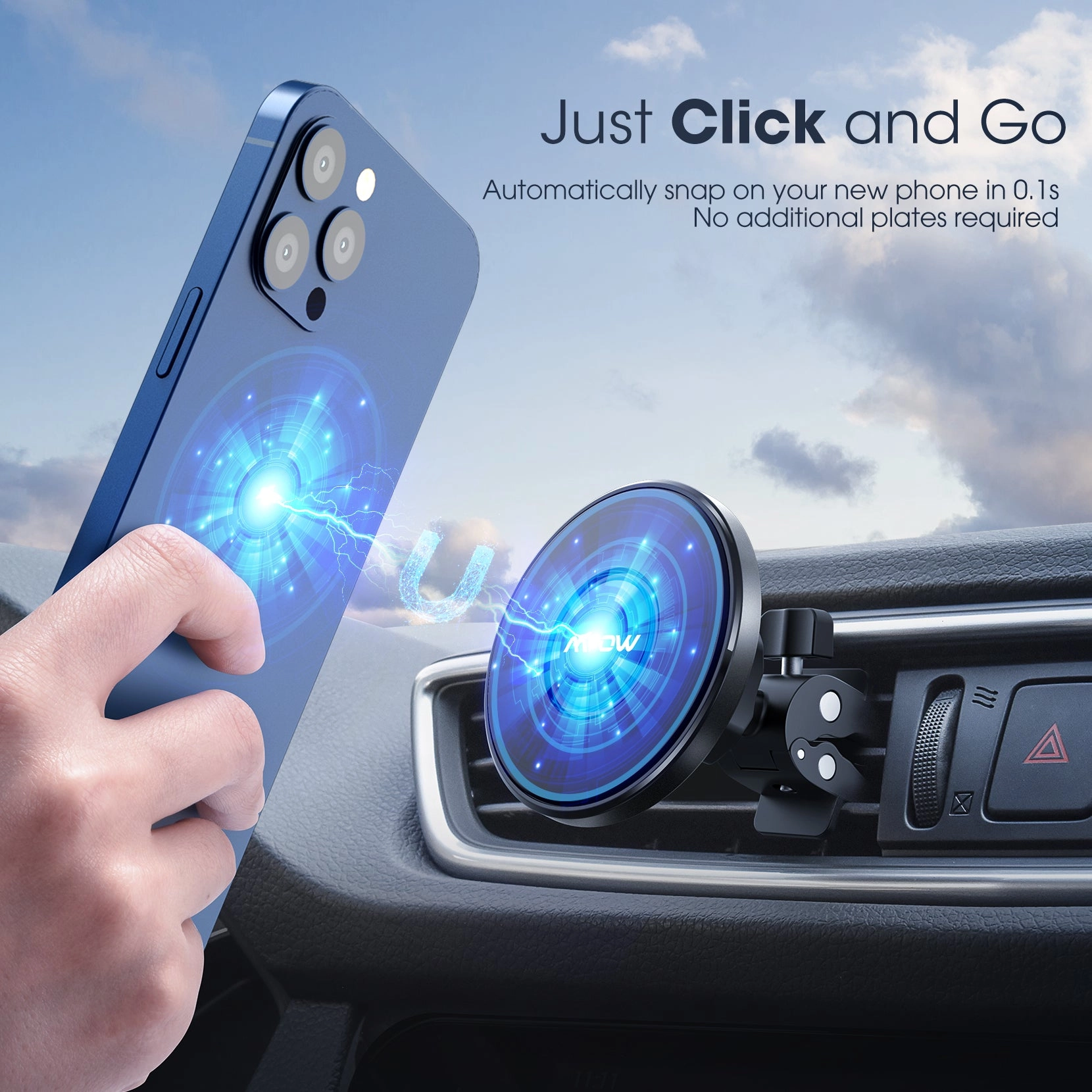 Mpow CA167A Magnetic Car Vent Phone Mount, Strong Magnet, 360° Rotation