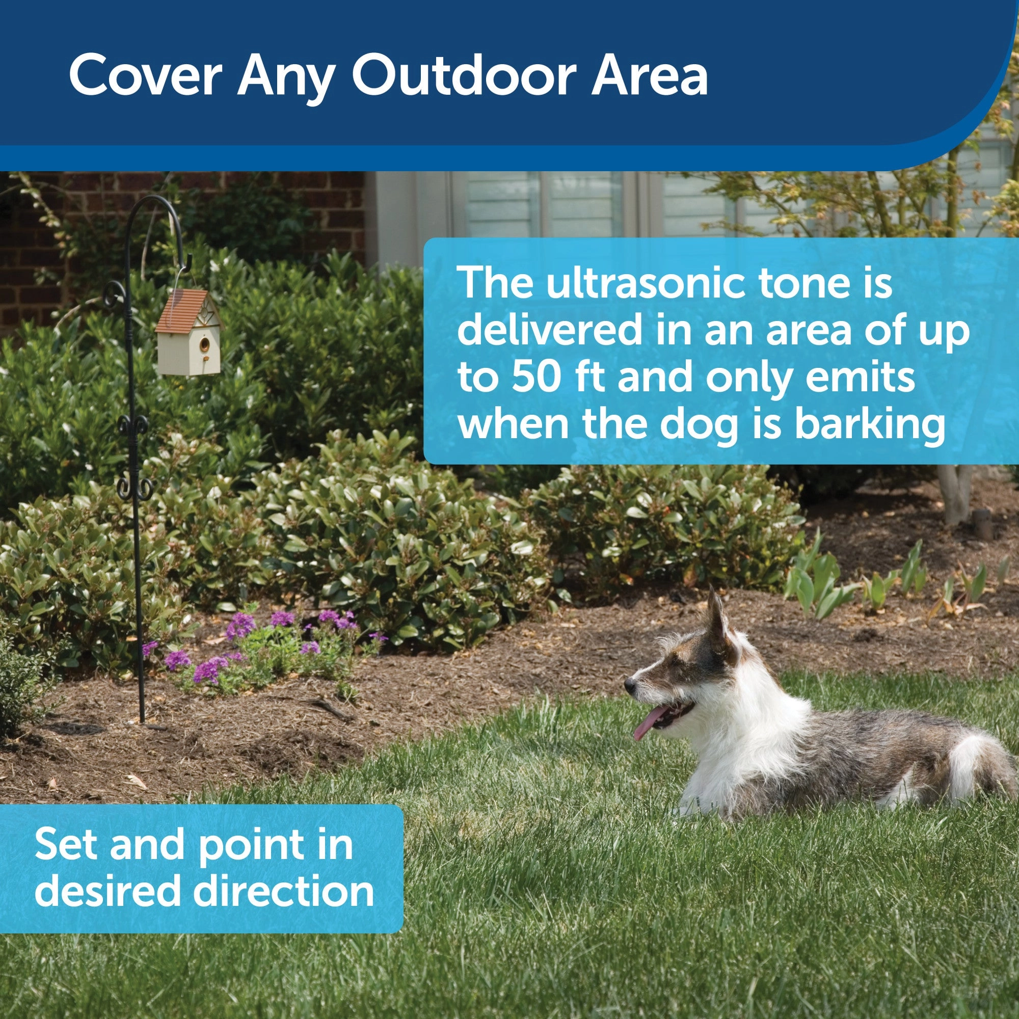 PetSafe Outdoor Ultrasonic Bark Control - No Barking Deterrent for All Dog Sizes - Up to 1/4 Acre (50 ft) Coverage - Automatic Activation - Weatherproof - Great for Backyards - Bird House Design