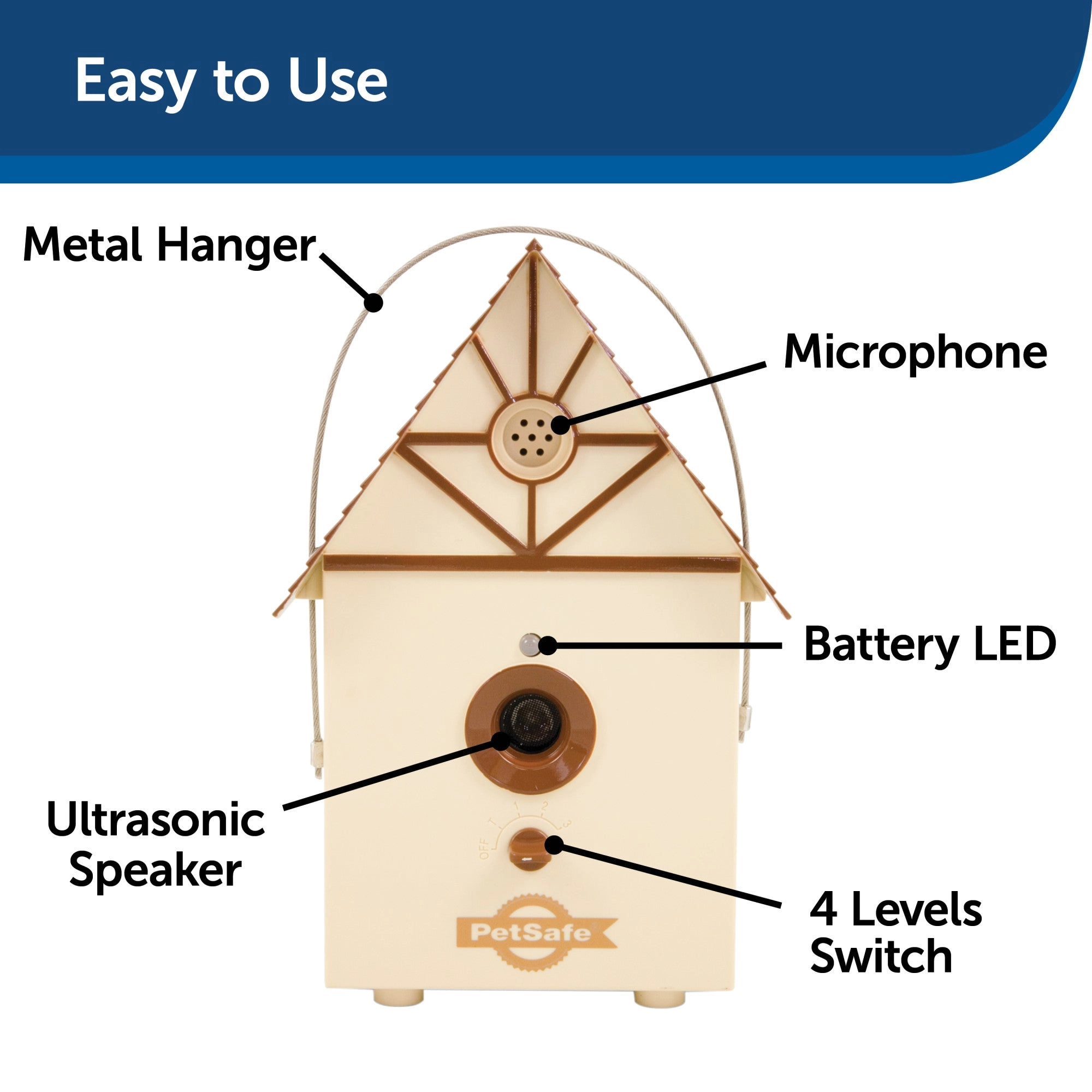 PetSafe Outdoor Ultrasonic Bark Control - No Barking Deterrent for All Dog Sizes - Up to 1/4 Acre (50 ft) Coverage - Automatic Activation - Weatherproof - Great for Backyards - Bird House Design