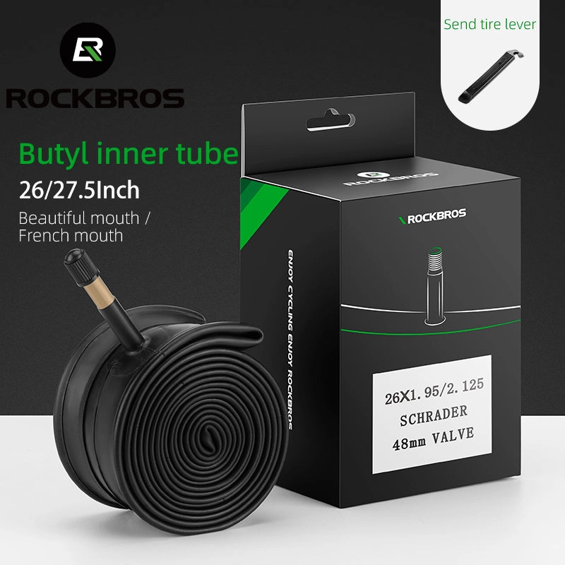 ROCKBROS 26'/27.5'X1.95/2.125 Mountain Bike Inner Tube 48mm Presta/Schrader Valve High Self Sealing Butyl Rubber