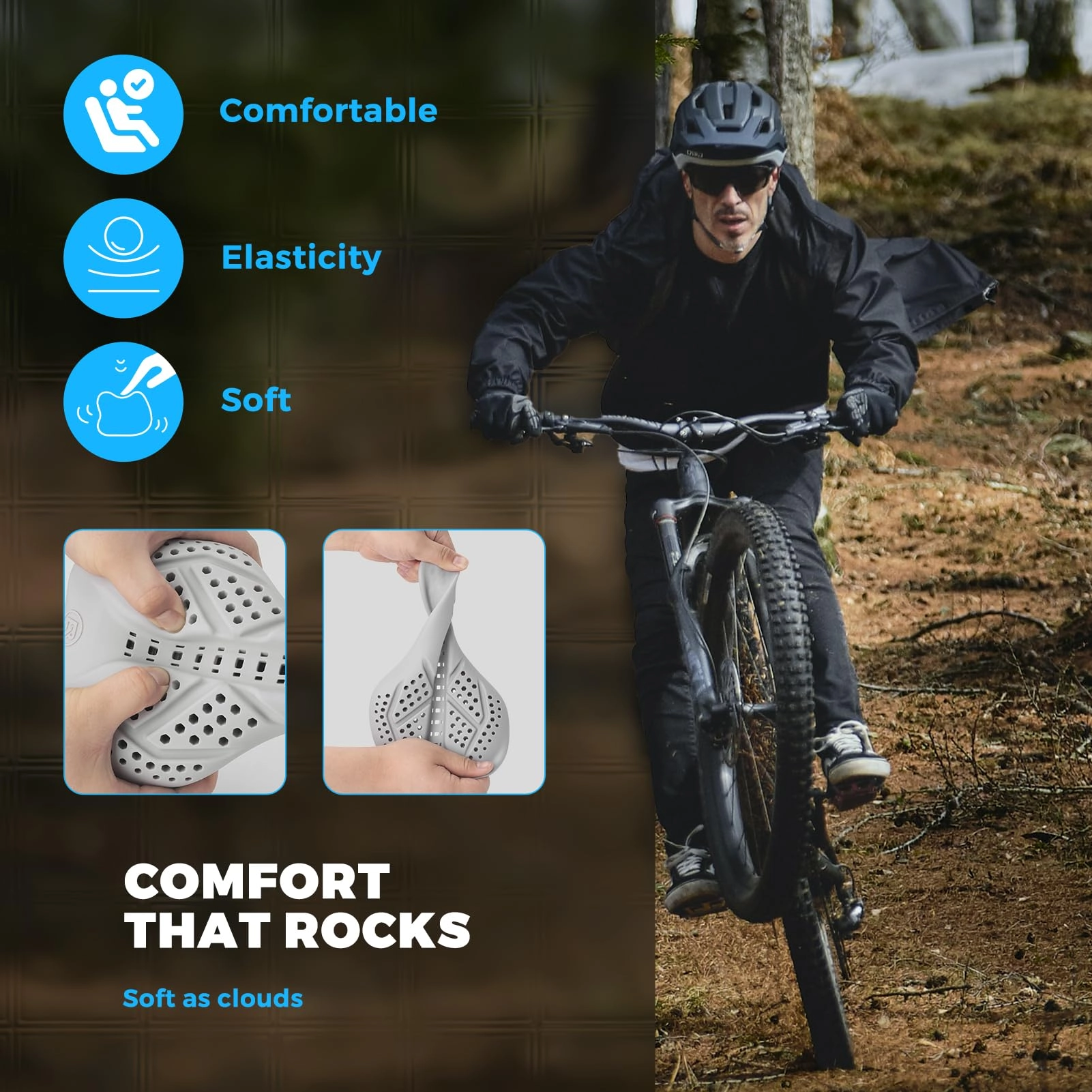 ROCKBROS Extra Soft Silicone Bike Seat Cushion – Anti-Slip, Breathable Cover