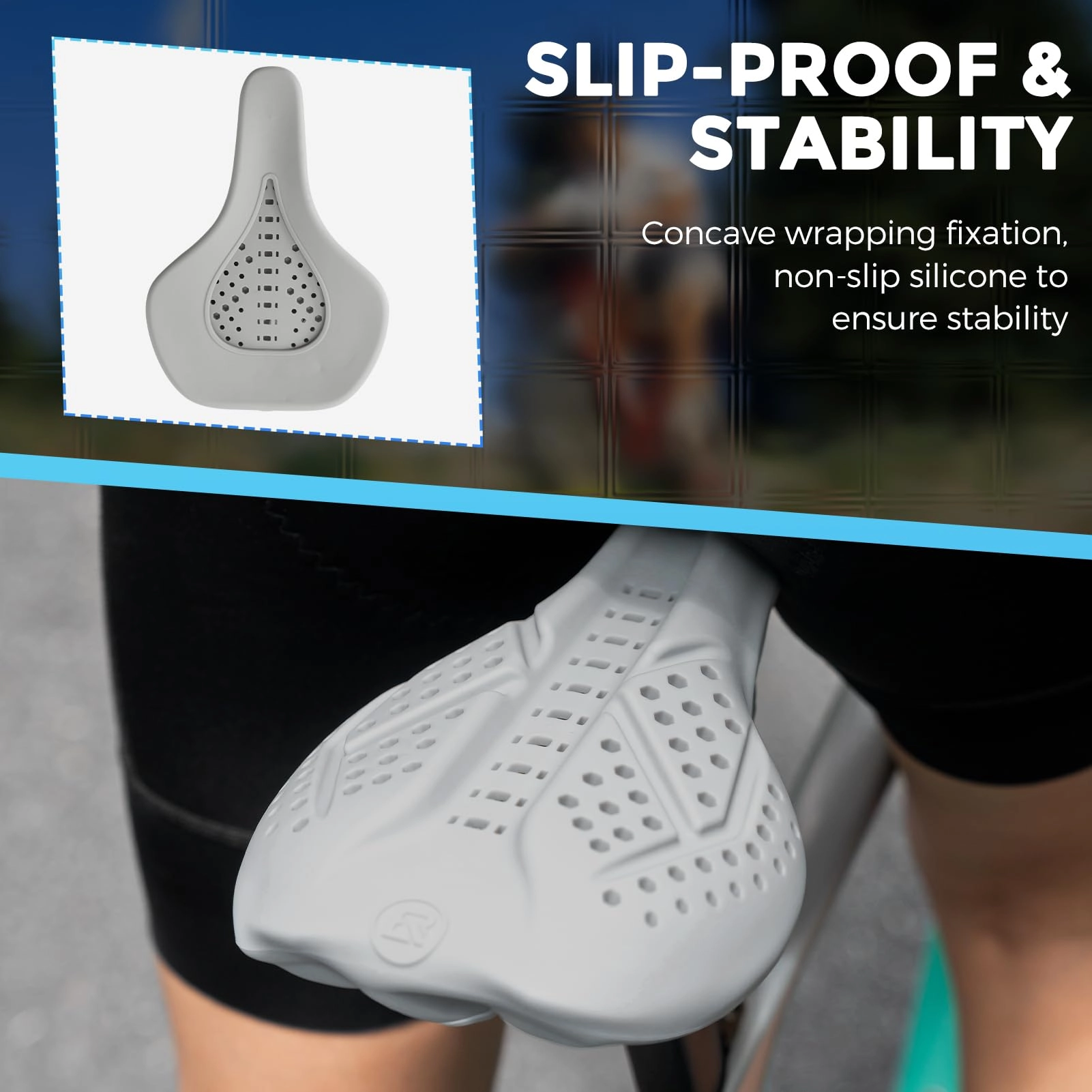 ROCKBROS Extra Soft Silicone Bike Seat Cushion – Anti-Slip, Breathable Cover