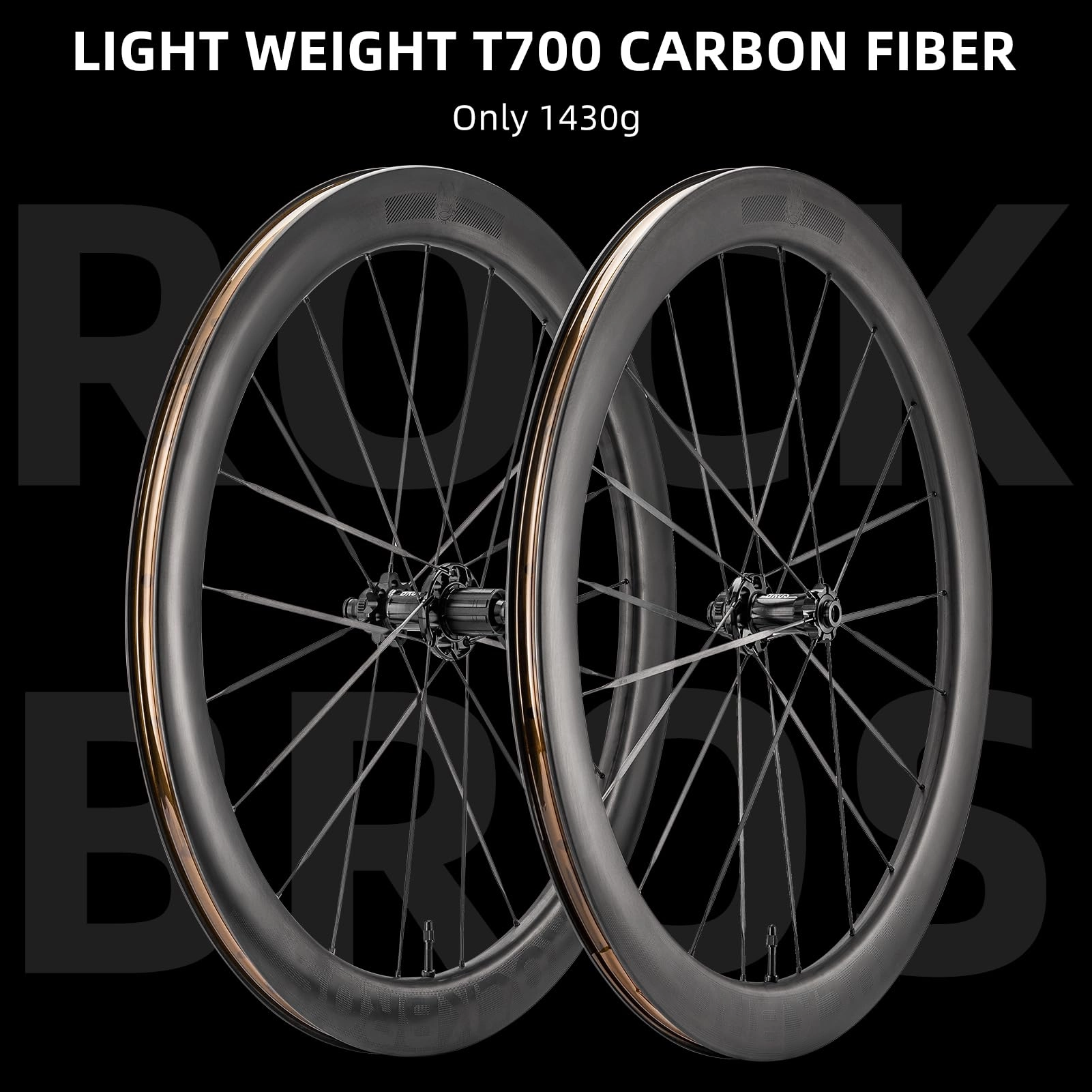 ROCKBROS T700 Carbon Fiber Bike Wheels 700c  55 mm Disc Brake Wheelset