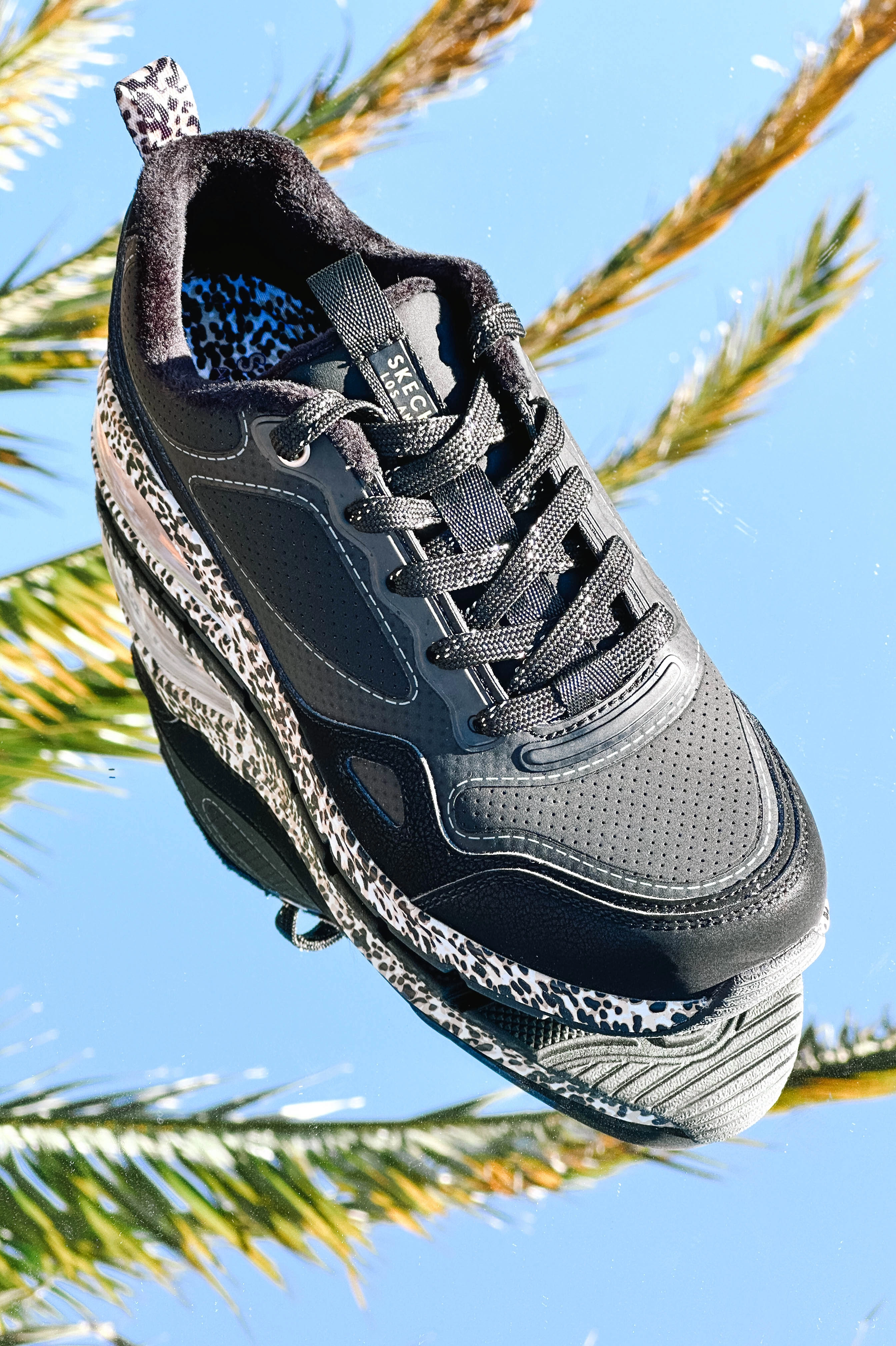 Skechers Uno Black Leopard Sneakers