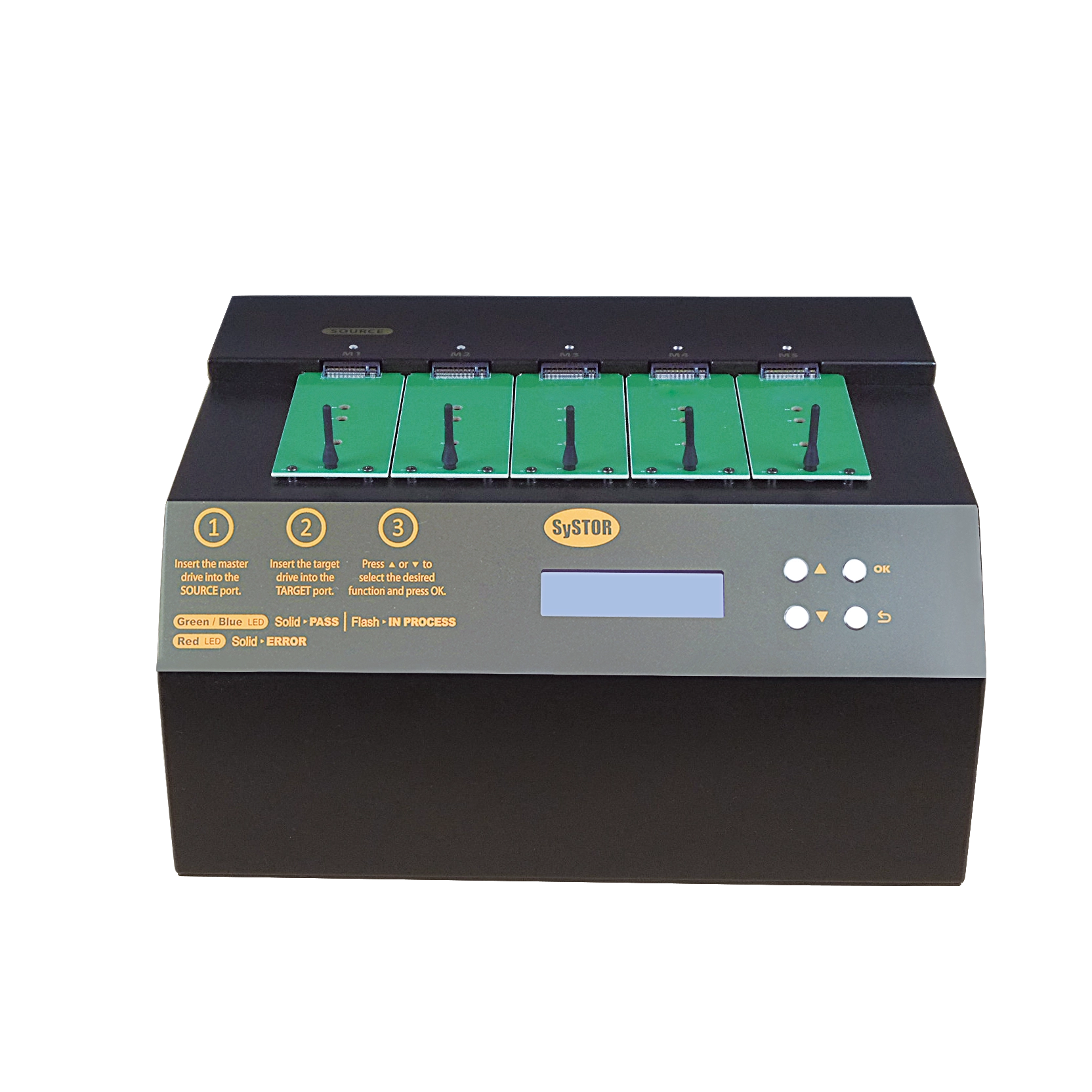 Systor 1 to 4 NVMe/SATA M.2 Duplicator & Sanitizer - up to 36GB/Min - for PCIe M2 Drives (SYSNVME-YL06REG04)