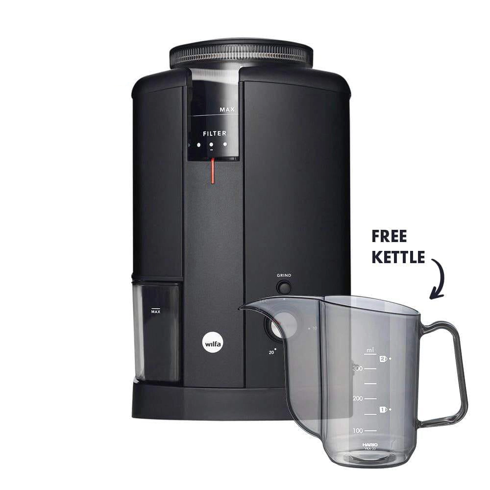 Wilfa Svart Aroma Precision Coffee Grinder (Black)   Hario Drip Kettle Air